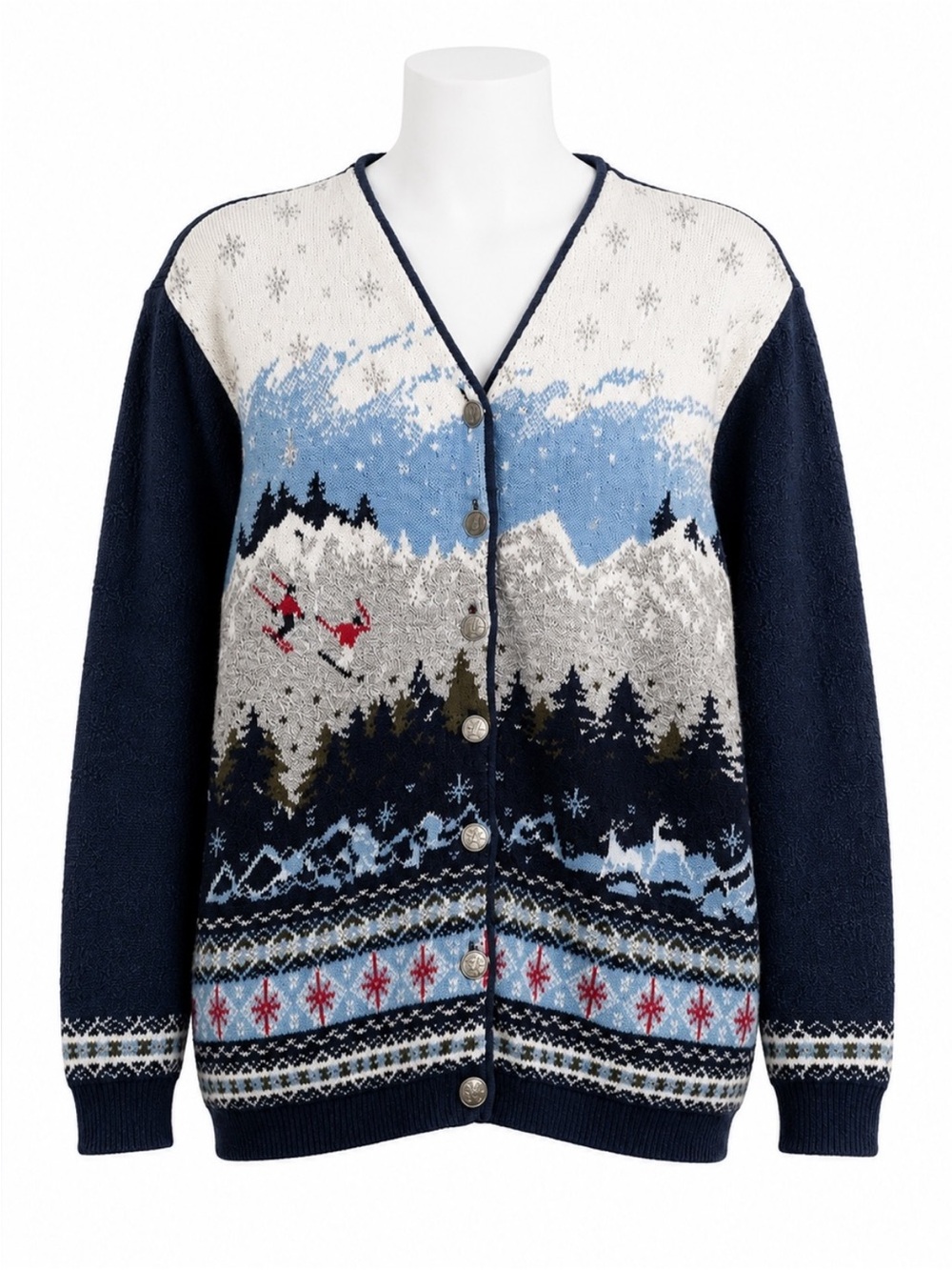 Size L Northern Reflections Women’s Vintage Alpine Ski Scenic Cardigan Sweater